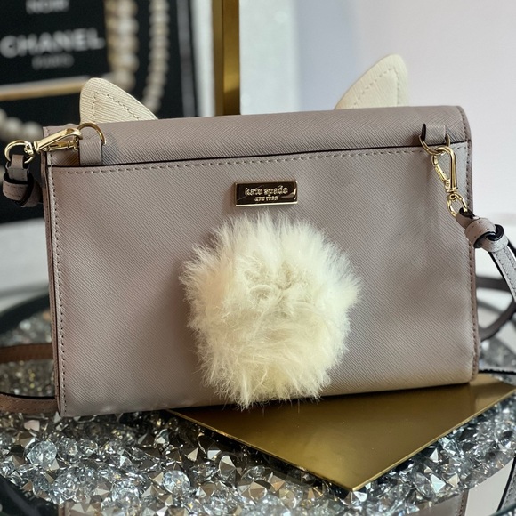 Kate Spade blush gray taupe rabbit crossbody wallet - Picture 10 of 15
